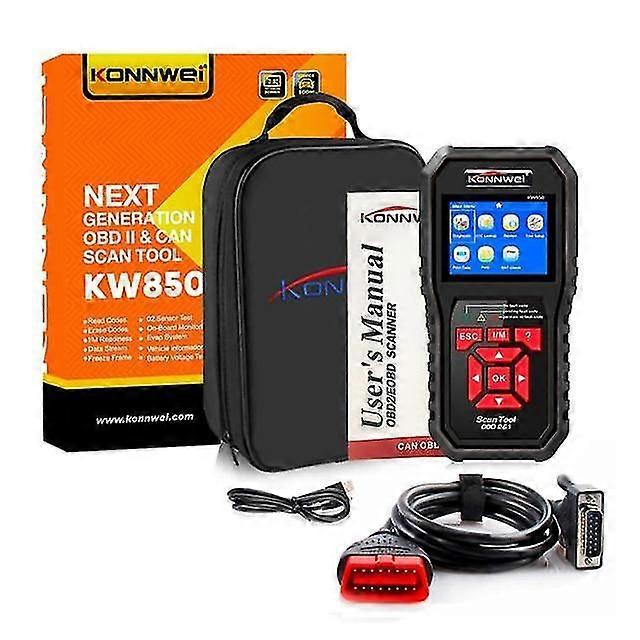 Konnwei Kw850 Obd2 Auto Diagnostic Scanner Universal Obd Car Diagnostic Tool Odb2 Check Engine Automotive Car Code Reader Black