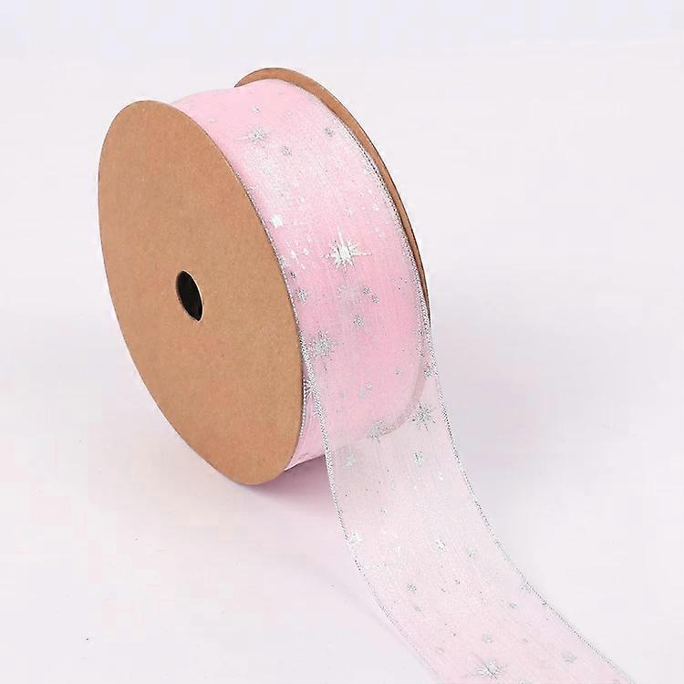 星空纱丝带-浅粉领结礼盒包装，4CM浅粉色