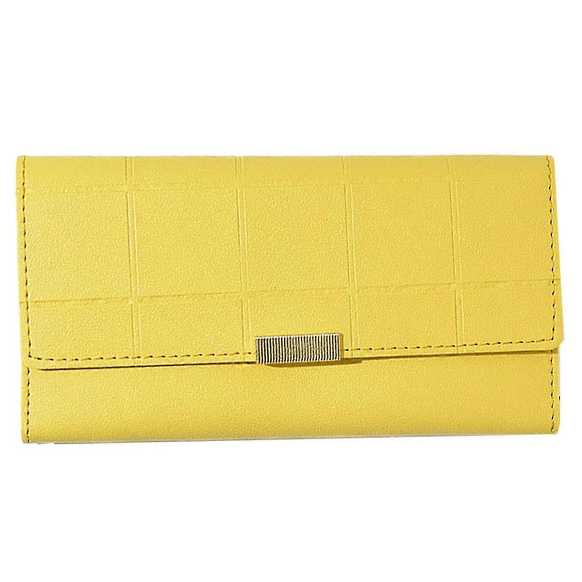 Women's purse long solid color clasp hold bag three fold multifunctional wallet