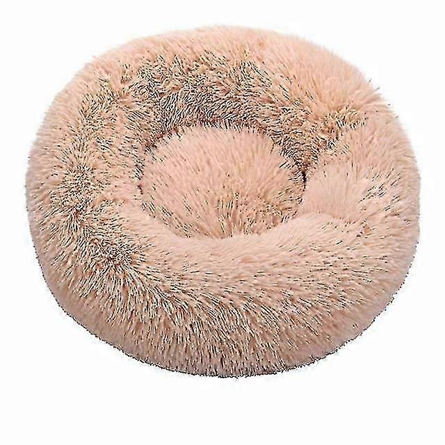 ラウンドキャットベッドスーパーソフトロングぬいぐるみ犬犬犬の犬の子犬ラウンドクッションポータブル動物睡眠用品猫冬の暖かいベッド