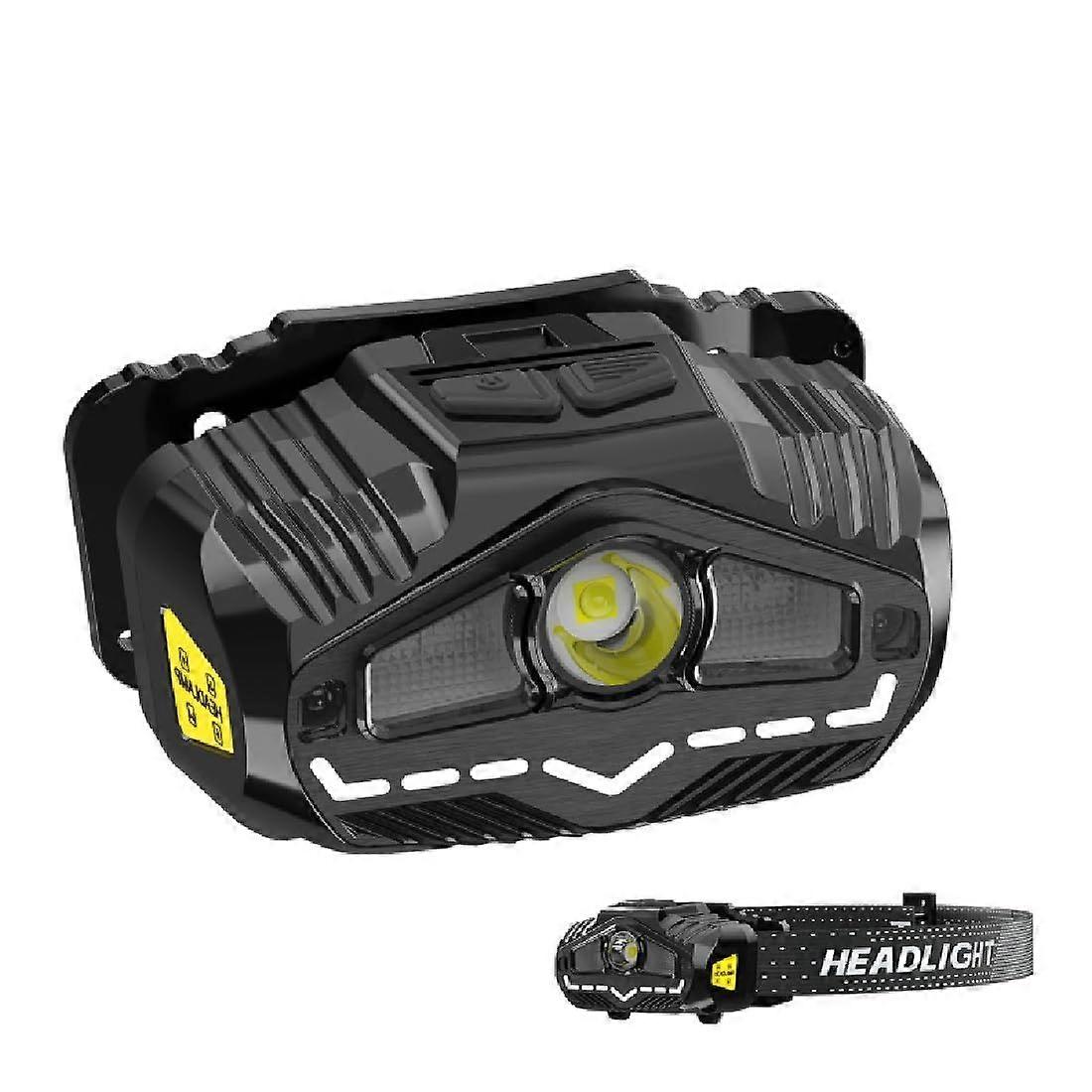Rechargeable Head Torch, Motion Sensor Head Lamp IPX4 Waterproof, 5 Modes Head Torch with Adjustable Headband for Running Cycling Fishing Camping Hiki