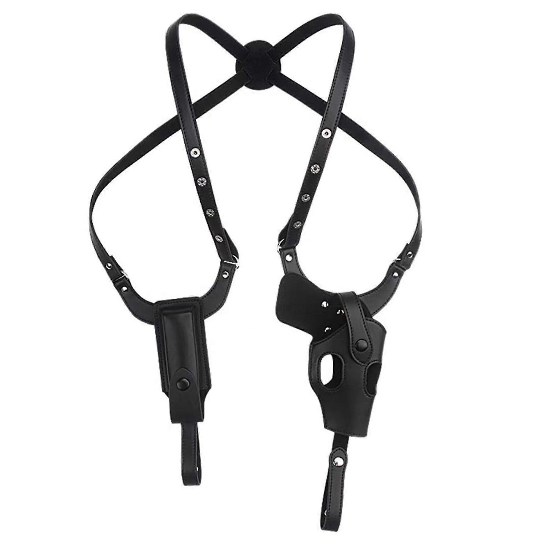 1911 Shoulder Holster - Vertical Gun Holster for Glock 17, 22, Sig Sauer P220, Full Size Pistols, Black Leather