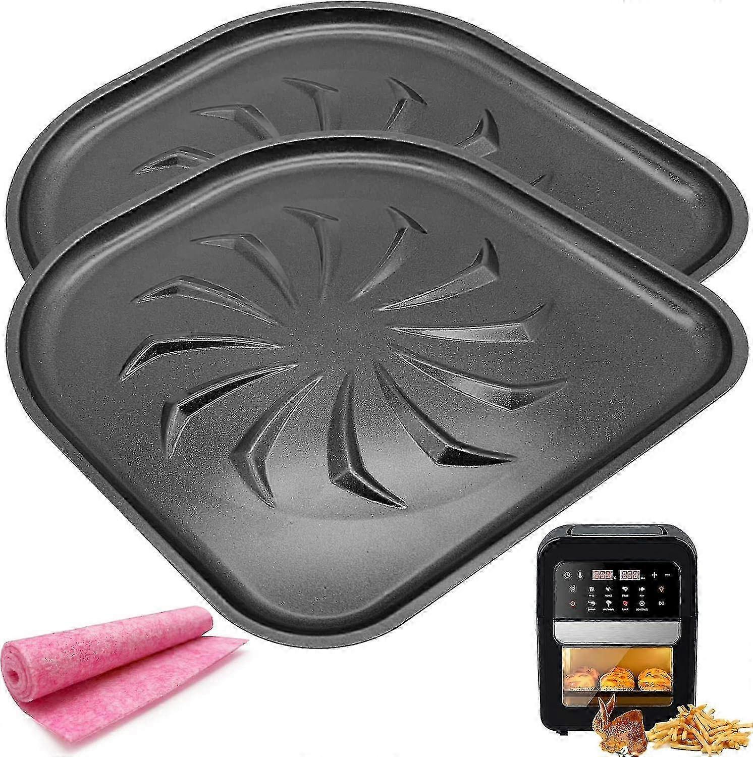 2-Piece Upgraded Nonstick Oil Drip Tray for Powerxl Air Fryer Models: 6Qt and 10Qt Compatible with Vortex Air Fryer Oven Pro Plus
