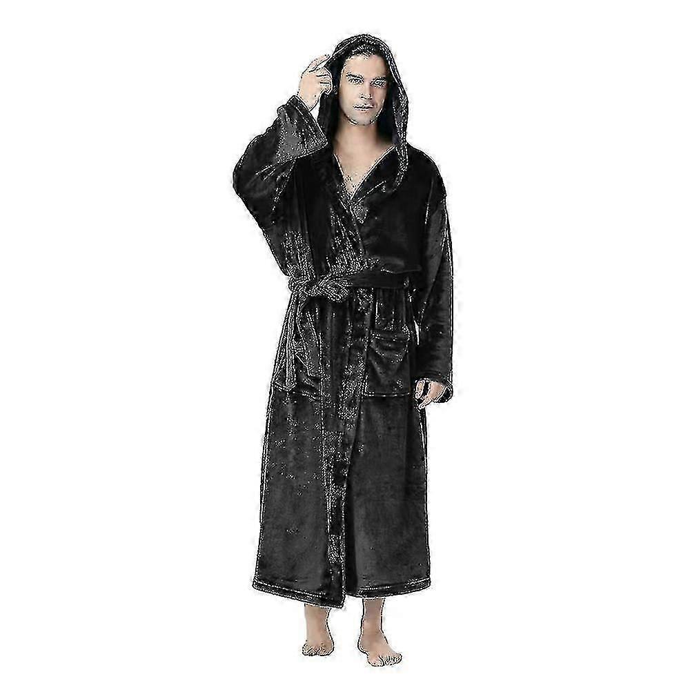 Plus Taille Hommes Robe de chambre de luxe Robe à capuche Polaire chaude Peignoir Salon doux et confortable Robe de nuit