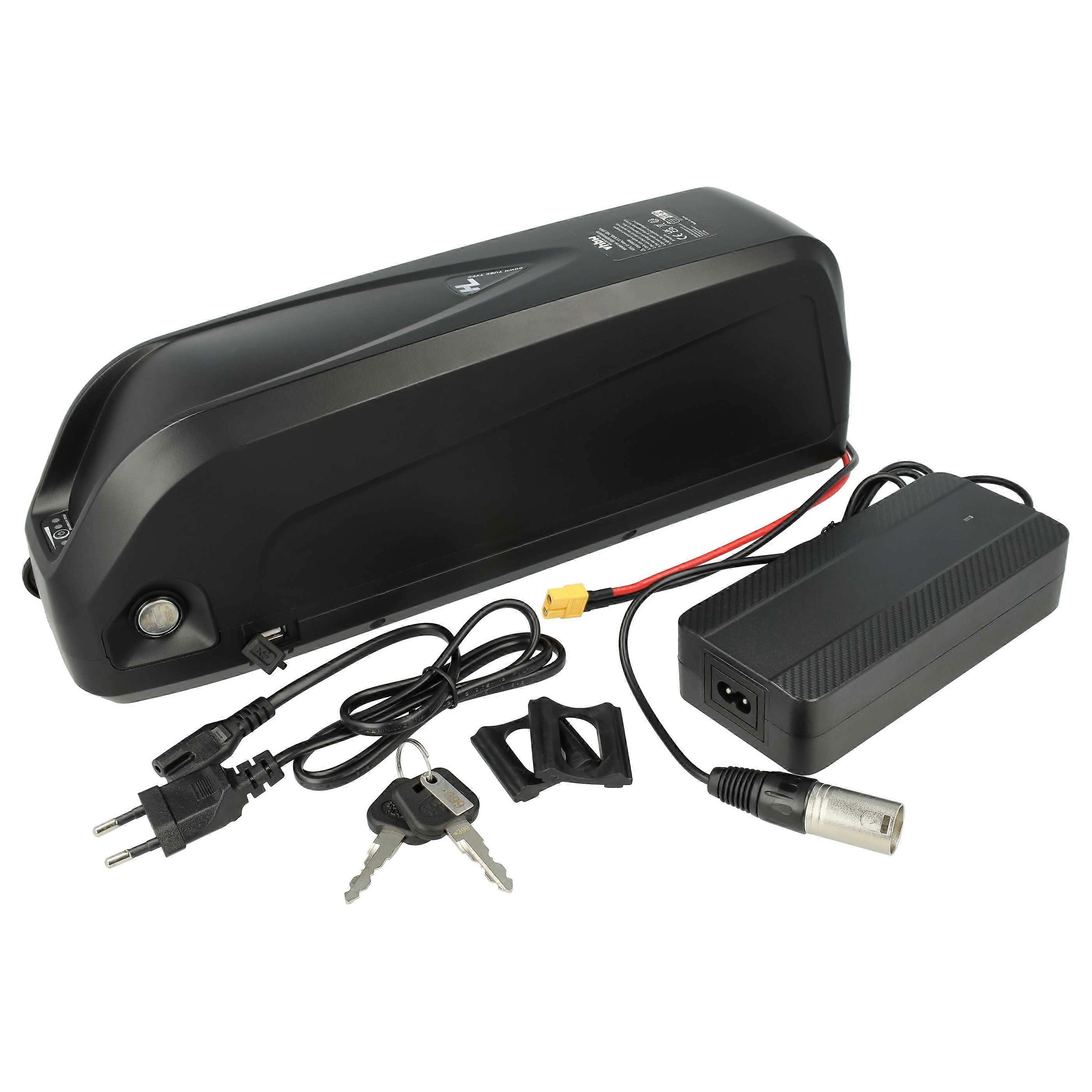 vhbw accu voor e-bikes met 250 W - 1000 W motoren (15,6 Ah, 48 V, Li-Ion, incl. lader) + lader - zwart