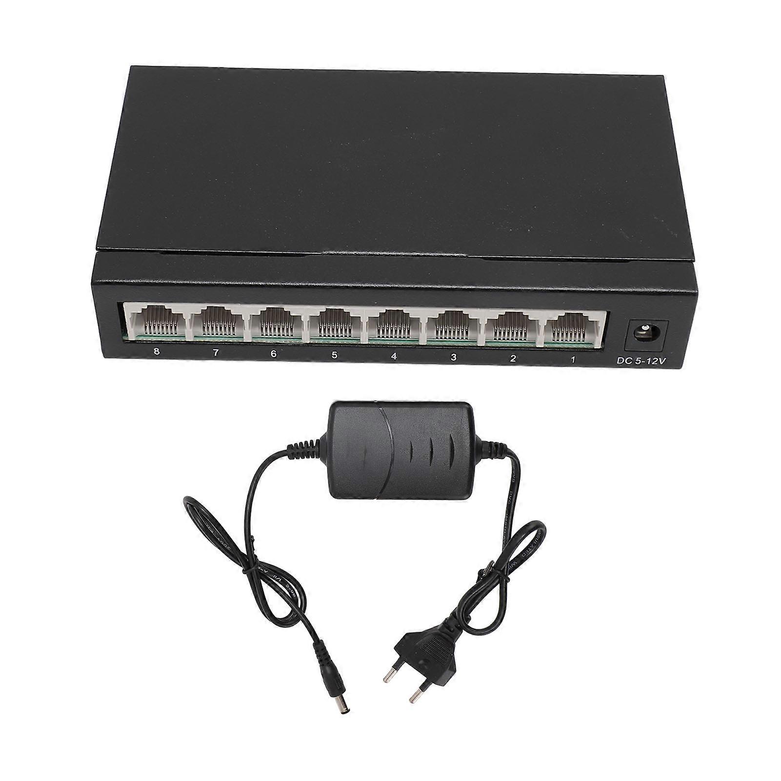 8 Port 10 100Mbps Fast Switch Desktop Ethernet Splitter Fanless Quiet Unmanaged Home Network Hub 100‑240V