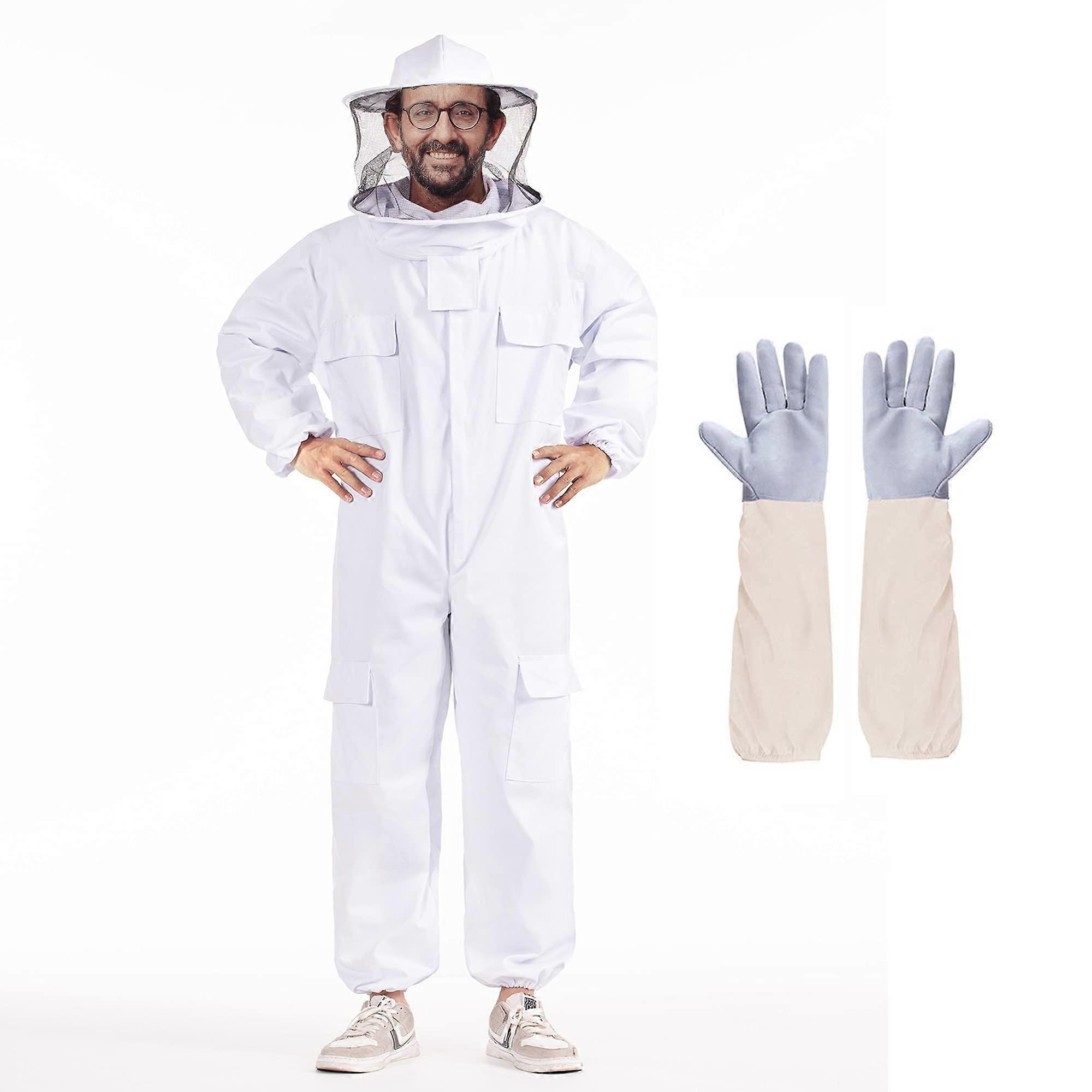 Bee Suit For Men And Women With Round Veil, Beekeeping Suit With Glove, Beekeeper Outfit, Size M-XL, Protective Gear