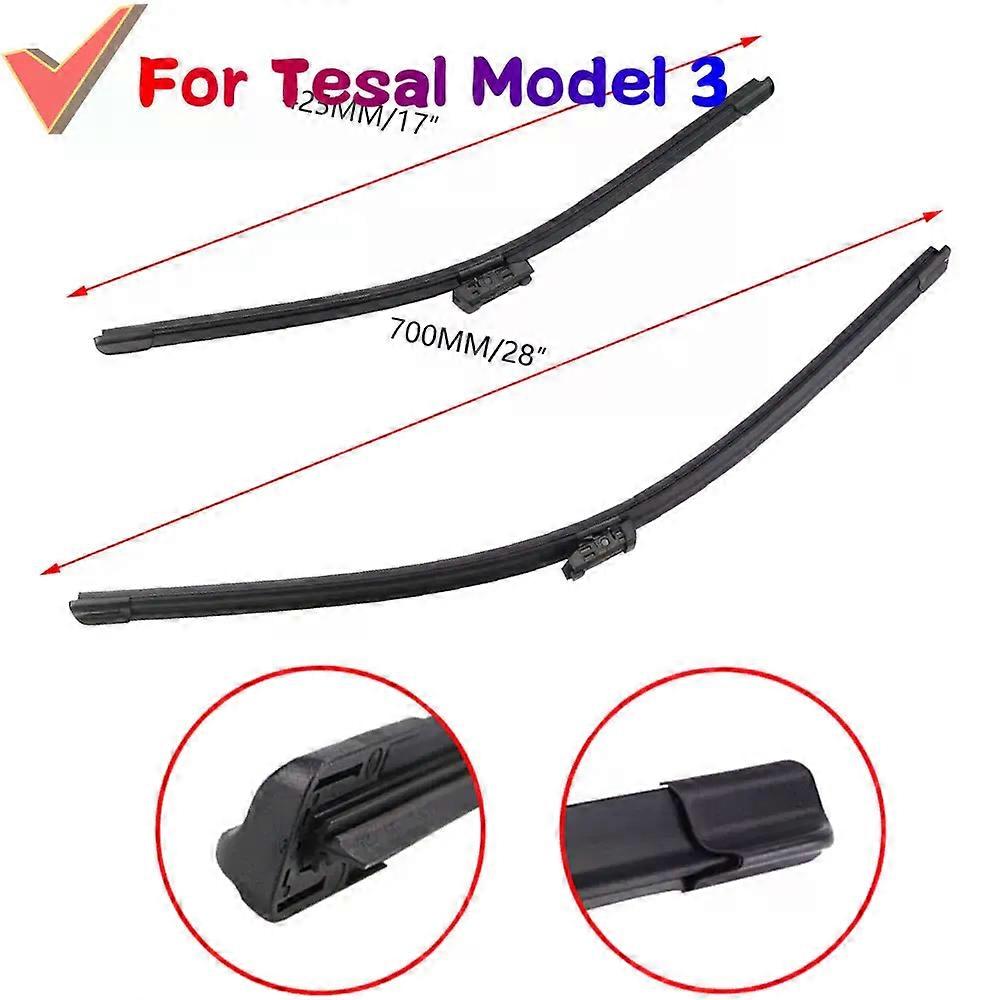 compatible for Model 3 Y Front Wiper Blades 28"+17" Brushes Cutter Accessories Rubber Windshield Wiper Universal