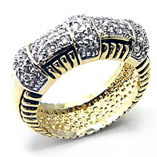 Sterling Silver Ring AAA GRD CZ Clear 7X226 for Women Style Gold+Rhodium