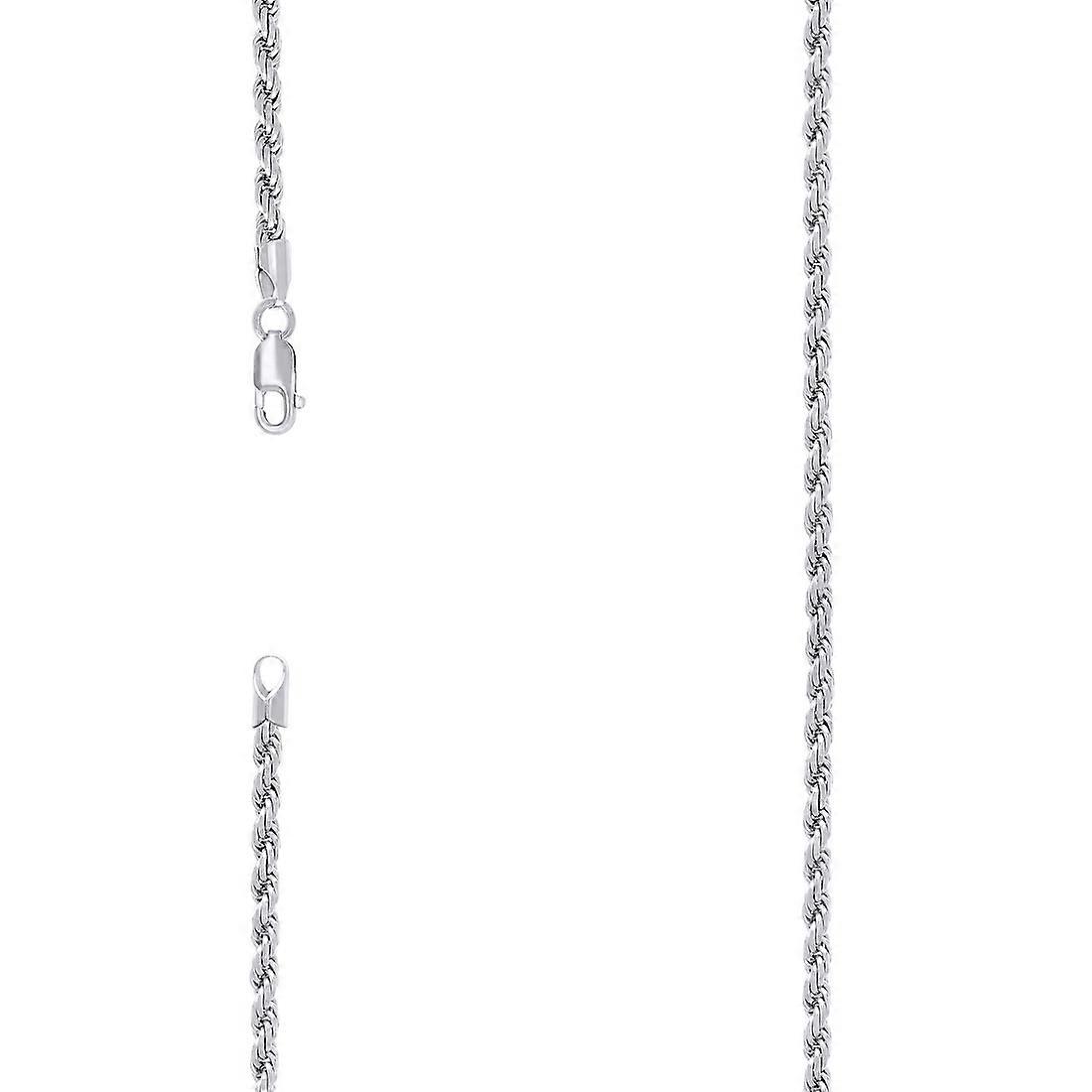 925スターリングシルバーソリッドロープチェーンロジウム3.5mmブレスレットリンク-女性と男性のためのブレスレット - 長さ:7〜9