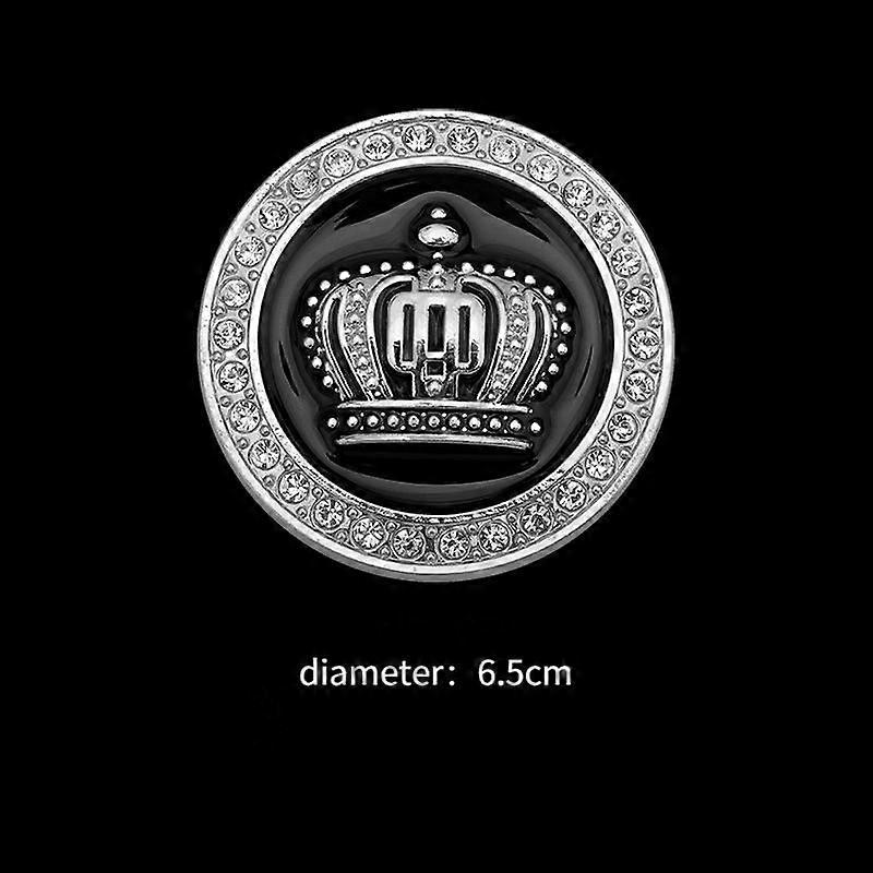 Decalcomania per badge per auto con corona in metallo diamantato lucido 3D - Corona rotonda grande argento (confezione da 4)