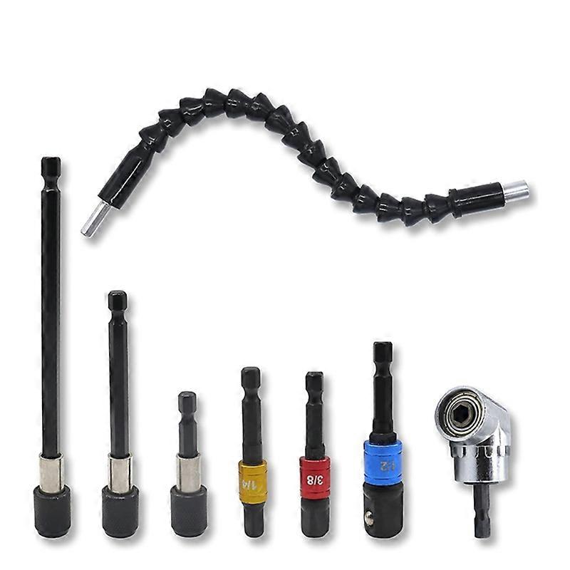 Flexible Drill Bit Extension Set 8Pcs, 105°, Universal Socket Adapter