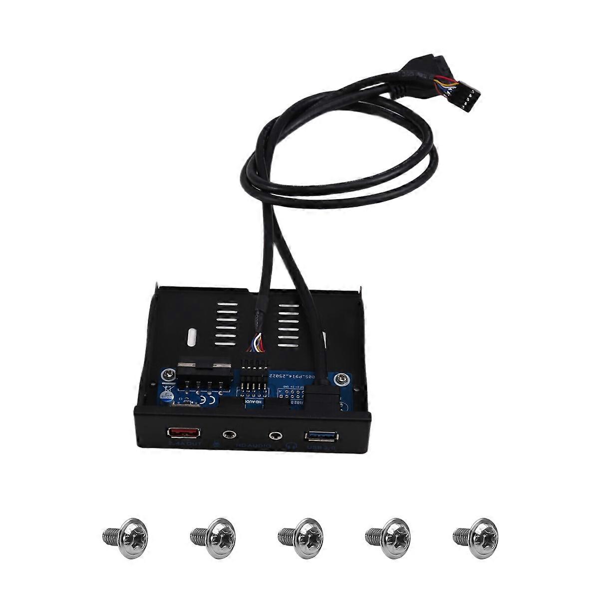 USB Front Panel PC 19Pin 2 Port USB3.0 Hub 3.5mm Earphone Microphones BC1.2 Fast Charging for 3.5inc