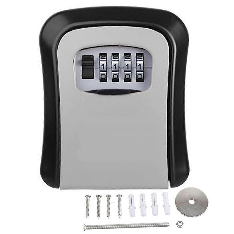 Key Box Wall Mounted 4 Digit Aluminium Alloy Simple Safe Key Lock Box for Site Apartment Factory