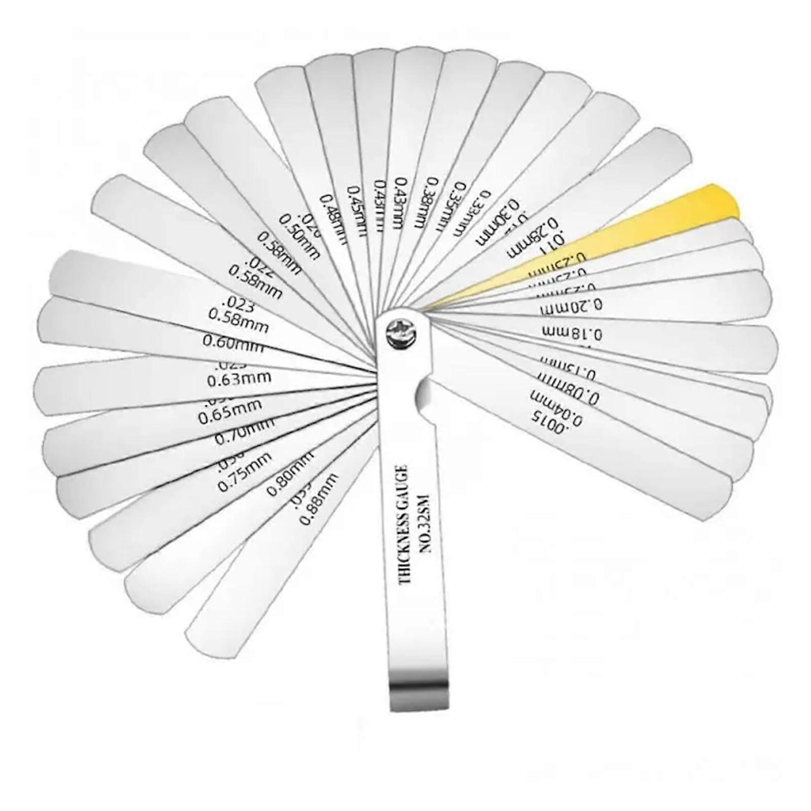 Feeler Gauge Metric Gap 32 Feeler Gauge Set of Gap Gauge Thickness Gauge Filler Valve Clearance Adjustment Tools(32)