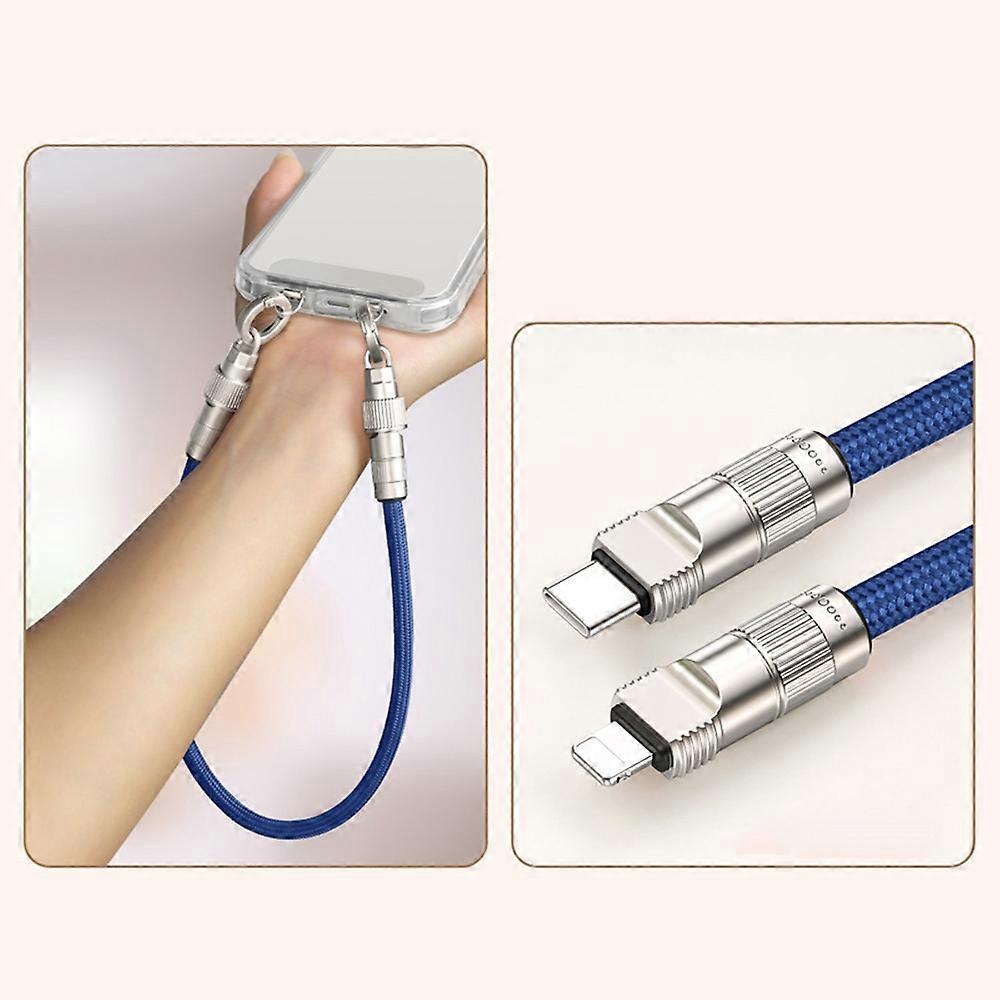 30cm Charging Cable Wrist Strap 27W Fast Charge Data Cord Phone Lanyard with Type-C to L-Port Connec