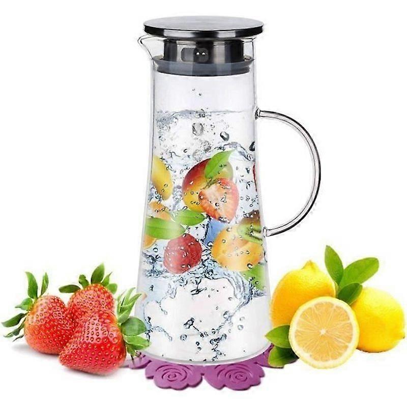 Glass carafe borosilicate glass and stainless steel lid and pitcher water jug heat resistant 1500 ml LBQ80