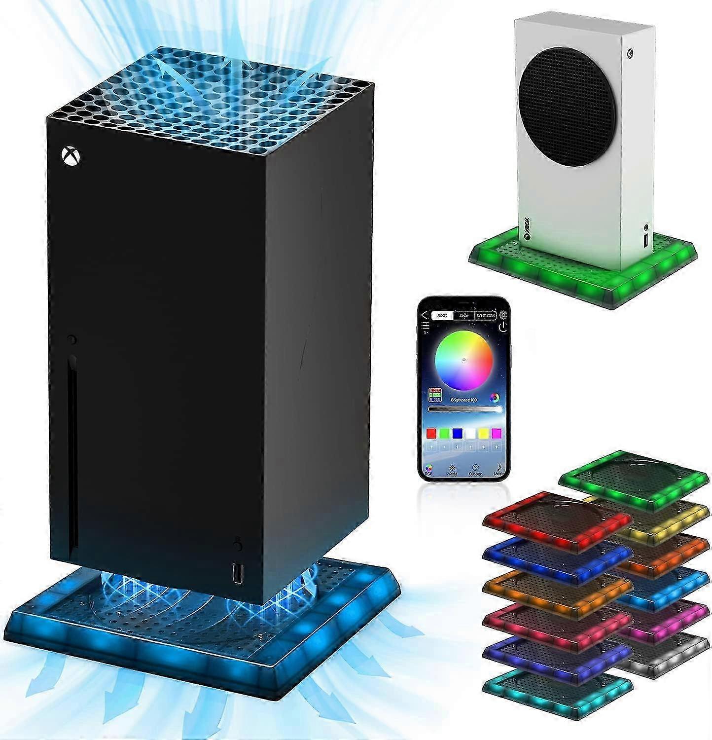 2025 Cooling Stand for Xbox Series X/S with RGB Light,12 Colors 300 Effects,Console AccessoriesGaming Accessories for Controller