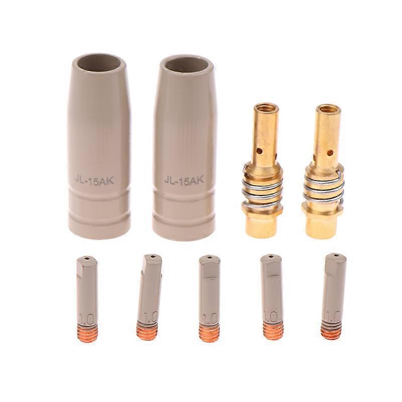 9Pcs 0.8/1.0/1.2mm MIG Torch Gas Nozzle Tip Holder Protection Parts 15AK Welding Torch New Coating Protection Nozzle