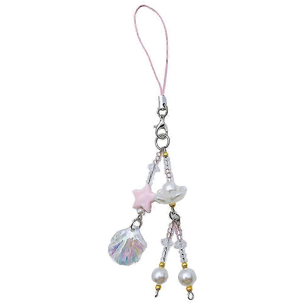 Phone Charm Shell Beaded Phone Charm Chain Cellphone Lanyard Strap Charm Chain Decor