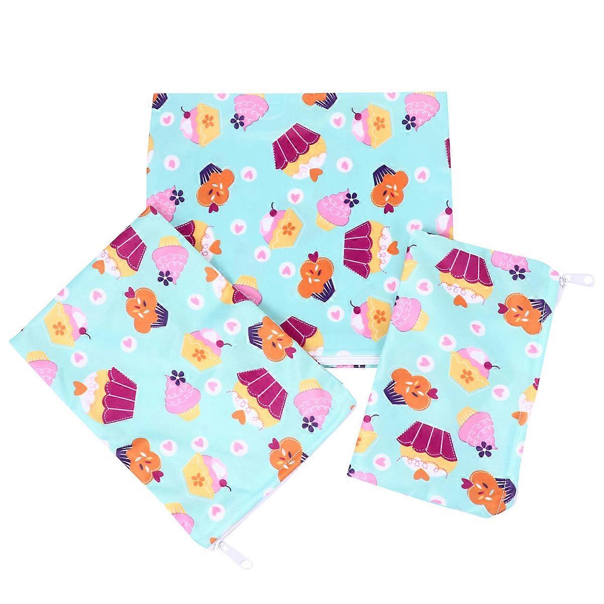 1 Set of 3 Pcs Printed Snack Bags Practical Candy Storage Bag Lunch Bag