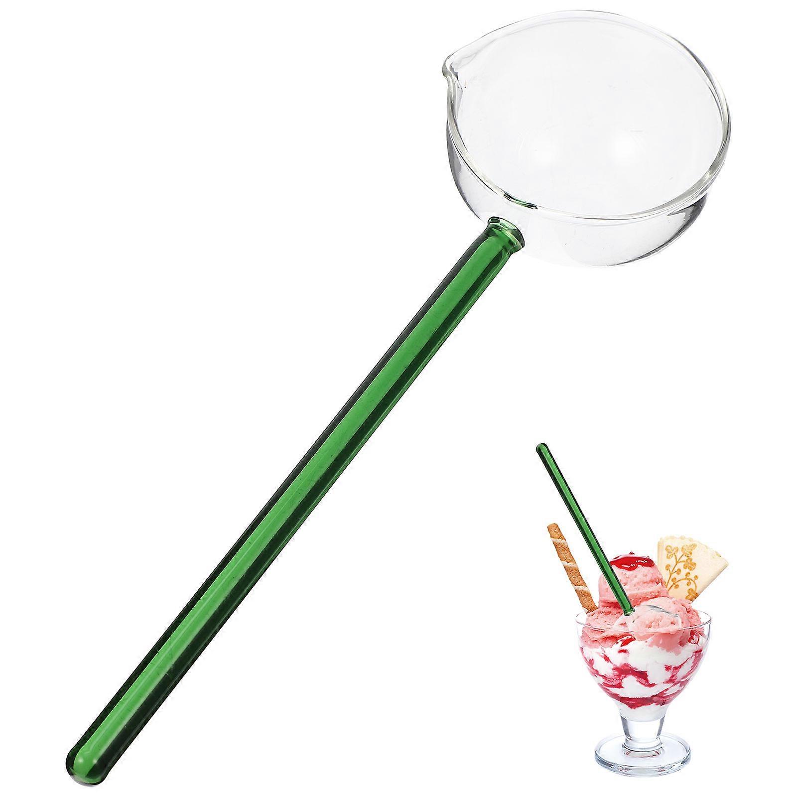 Glass Milk Spoon with Comfortable Handle, Decorative Breakfast & Dinner Scoop for Desserts and Mixing Beverages, Smooth Surface, Easy to Clean,