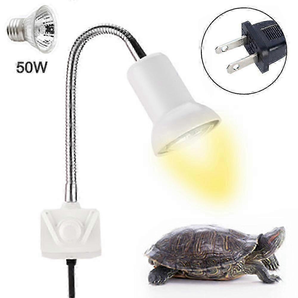 Reptile Heat Lamp 50W Adjustable Holder 360° Rotatable Basking Light with Switch