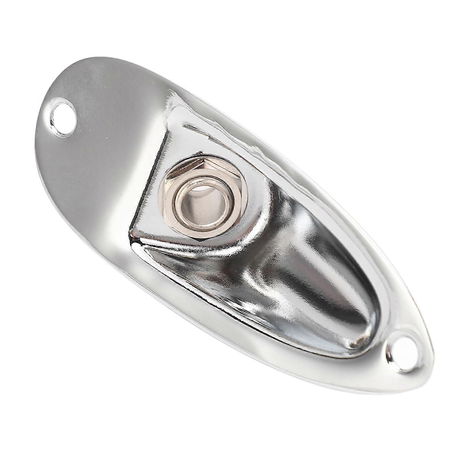 Guitar Input Jack Boat Style 6.35mm Metal Electric Guitar Input Output Socket with 2 String Fixators GT50 Silver 