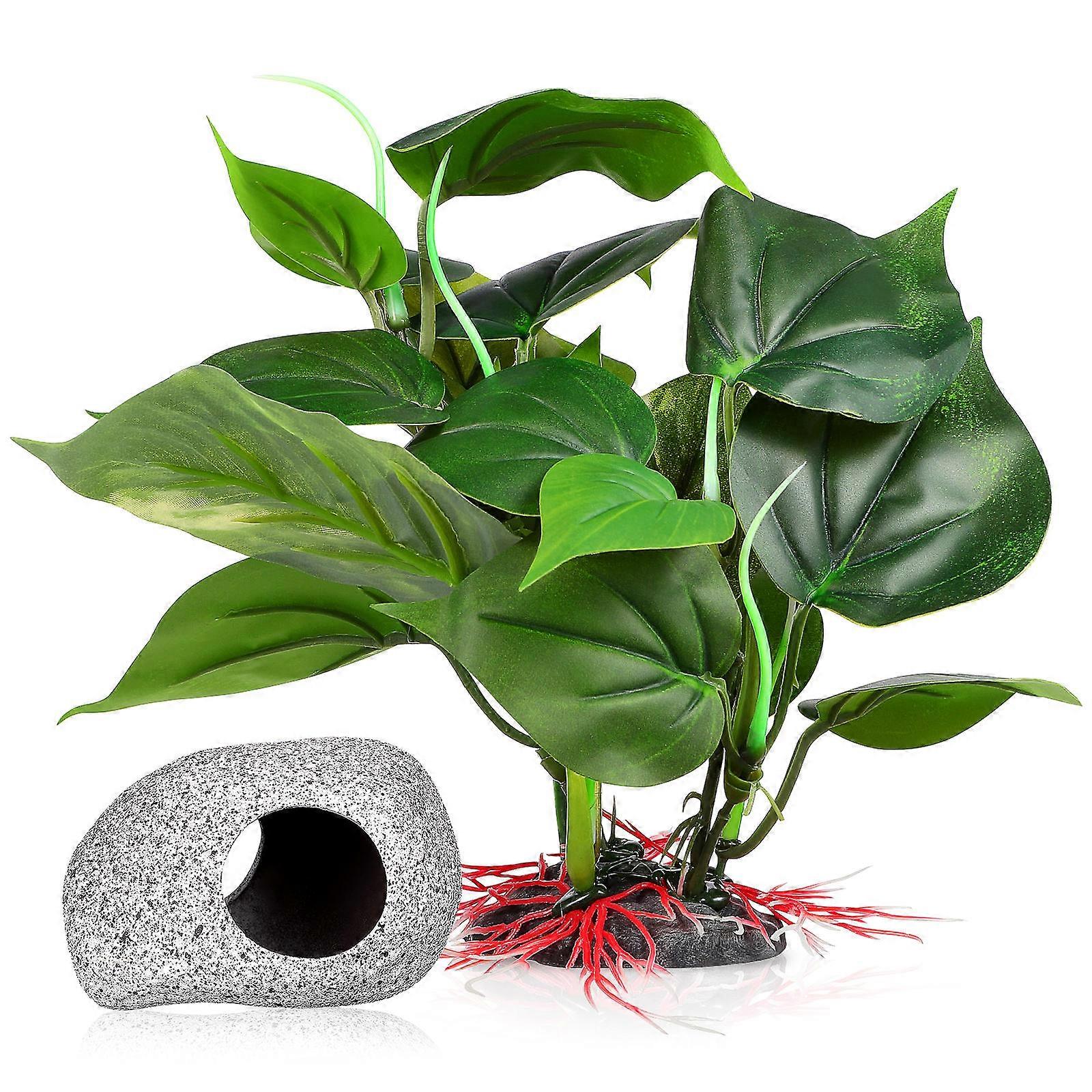 Fish Tank Stone Decor, Realistic Foliage and Safe Hiding Spot for Aquatic Landscapes