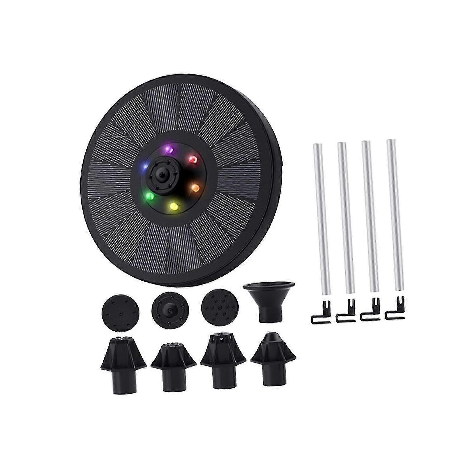 Colored LED Lights Solar Bird Bath Fountain Pump for Pool, Landscape, and Aquarium Use