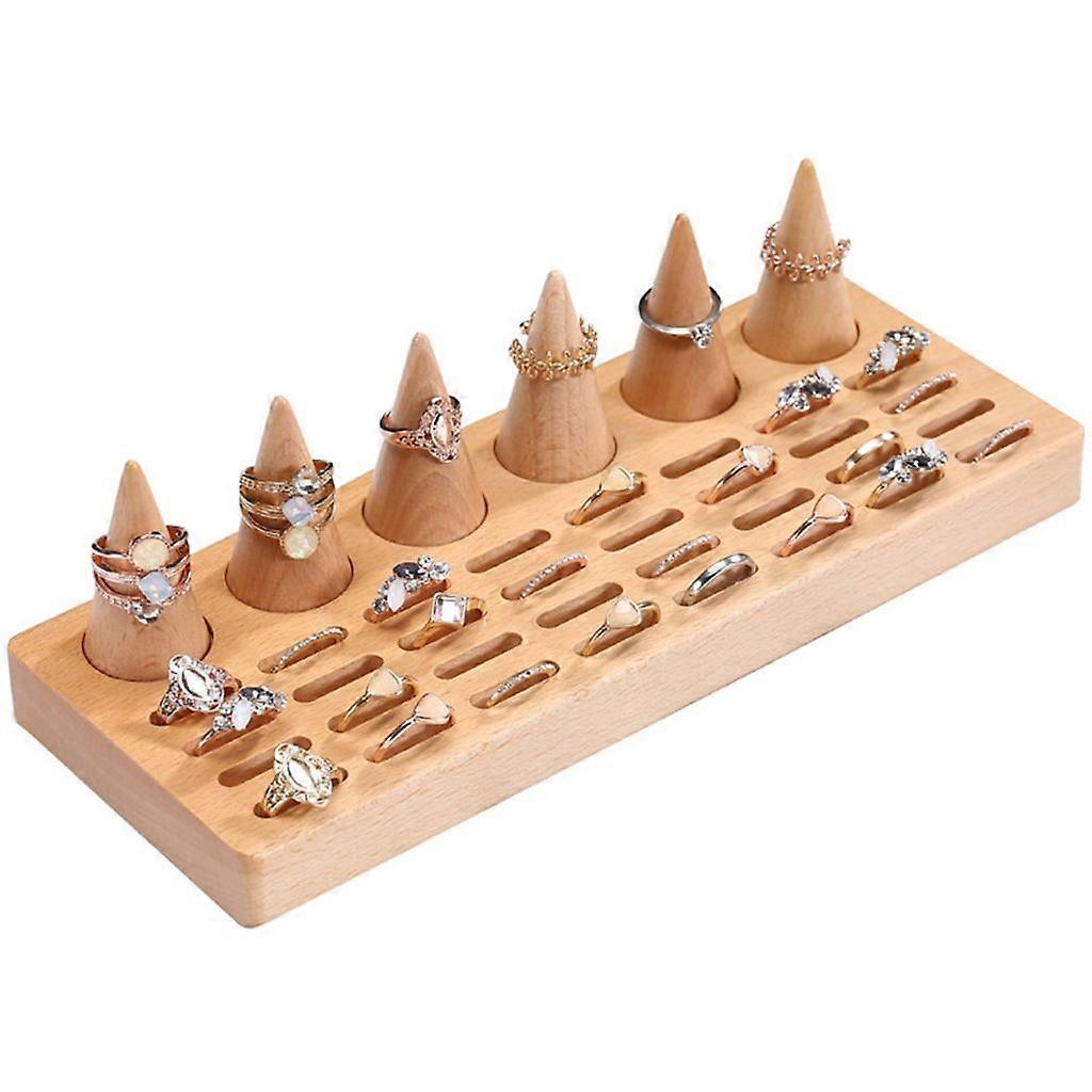 Solid Wood Display Rack Rings Plate Solid Wood Material for Displaying Rings