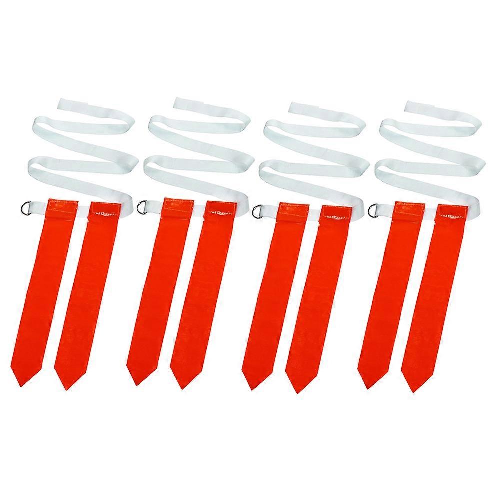 Webbing Belt Outdoor Training Belt Sports Activities 4Pcs White Belt and 2 Red Flags for Children
