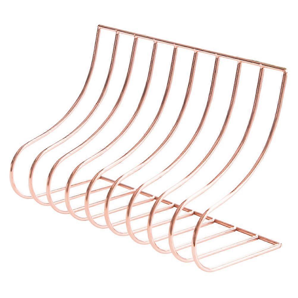 Wrought Bookend Office Book Support Pink Iron Desk Decoration Storage Organizer 1Pack