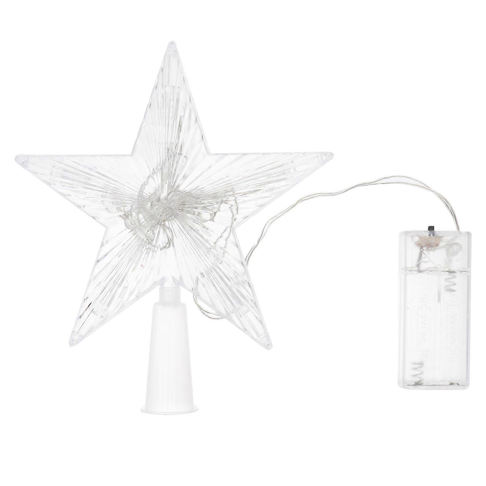 Eight-Pointed Star Christmas Tree Top Led Light for Family and Friends S Transparent Battery Operated 1Pack