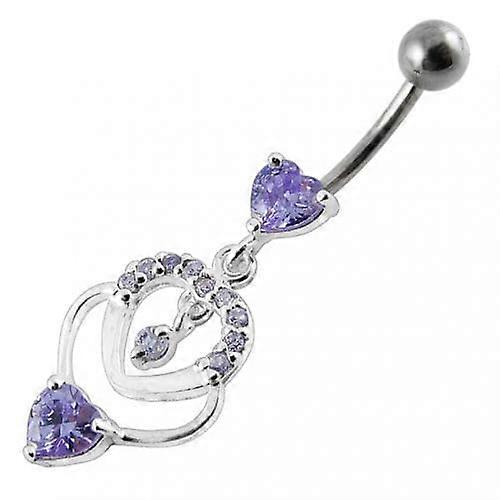 Fancy Multi Heart Dangling Curved Jewellery Belly Ring
