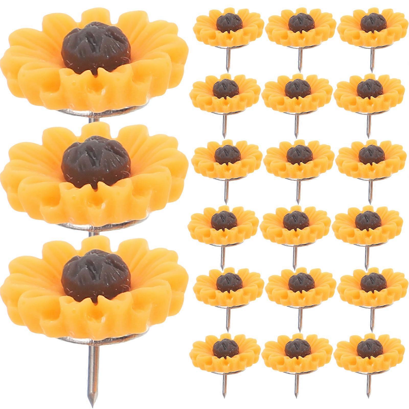 50PCS Sunflower Decorative Push Pins for Cork Board, Multi Use Thumb Tacks for Office, Art, Crafts and Poster Display