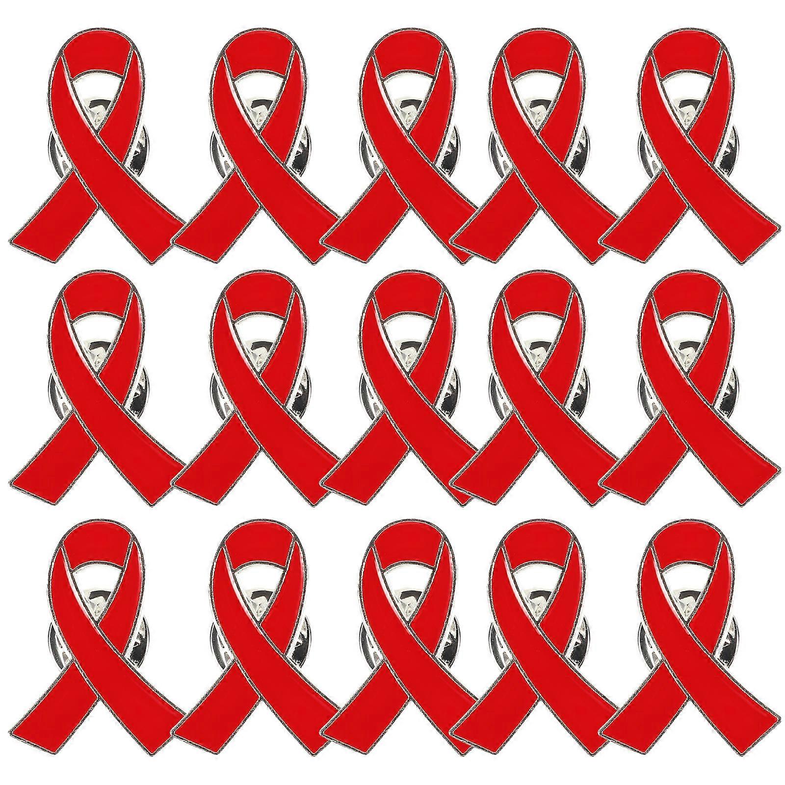 Aids-Schleifenbrosche, 30 Stück, rot, robust, aus Zinklegierung, zur Dekoration