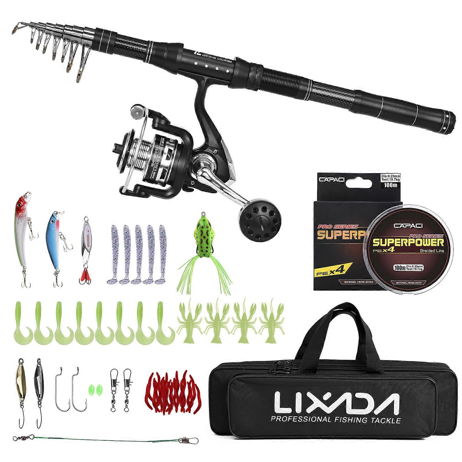 Fishing Rod and Reel Combo, Portable Fishing Pole with Fishing Line and Lure Carry Bag