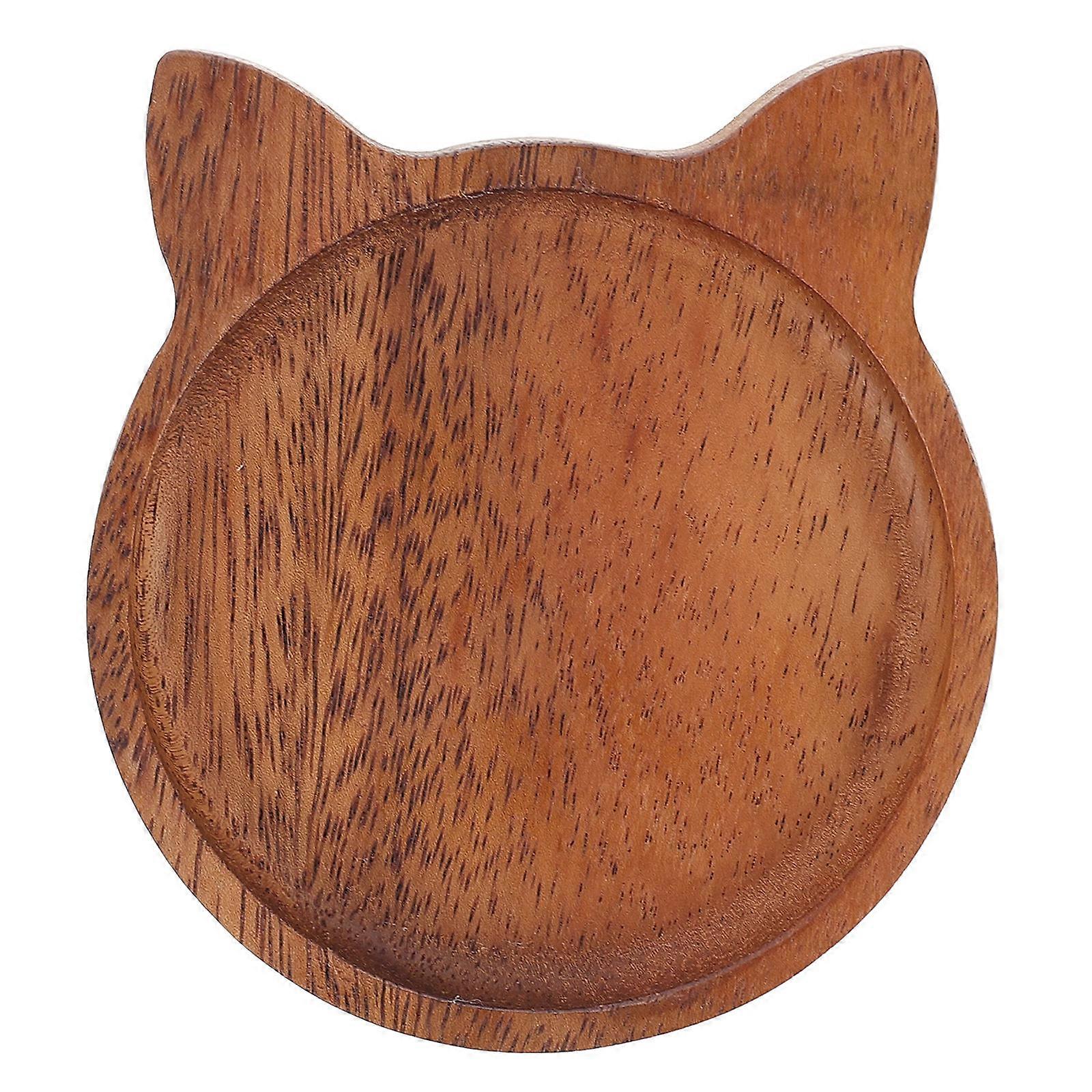 Wood Serving Board Small Round Wood Tray Storage Rectangular Light Brown 12X9.7X1.5cm 1Pcs