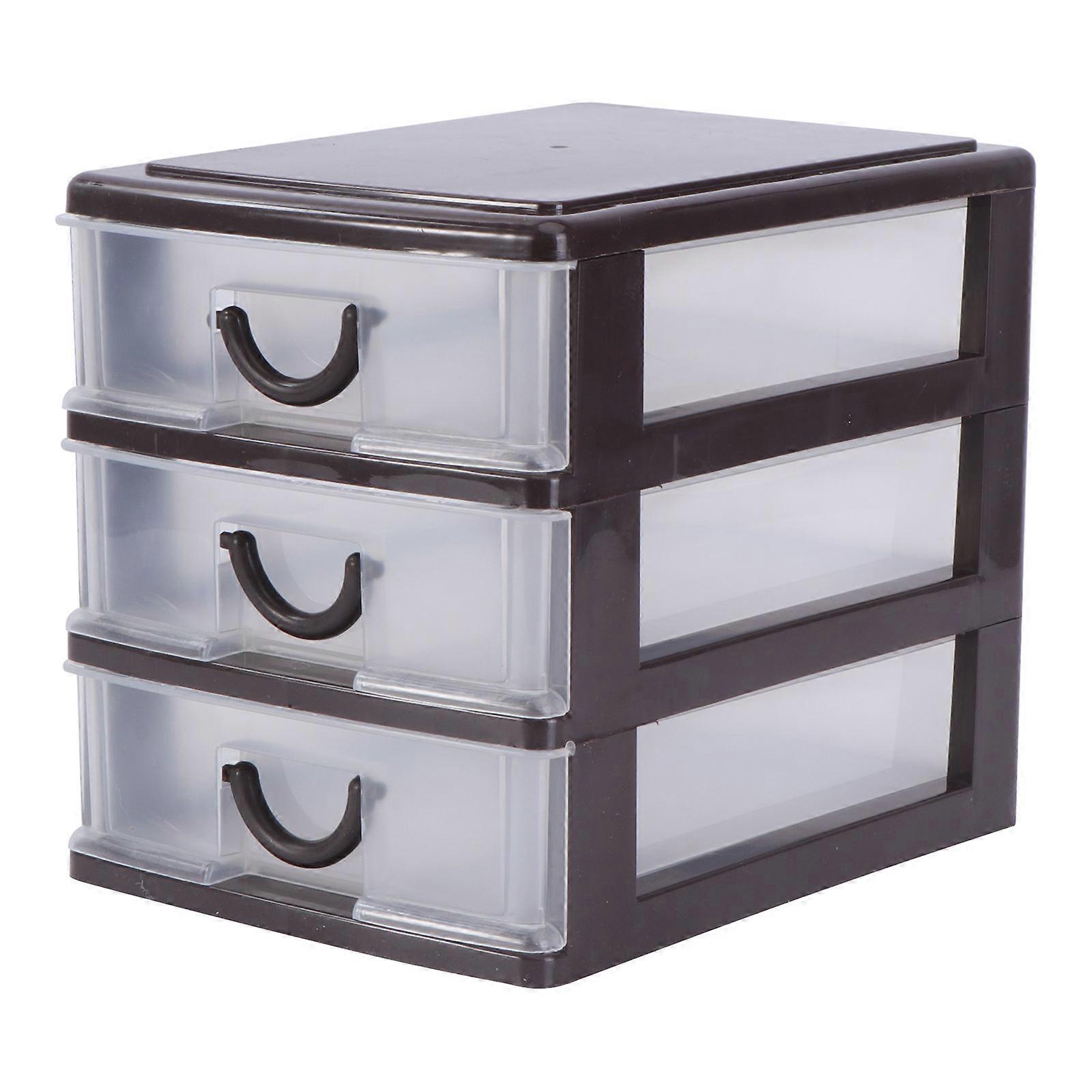 Ufficio Desktop Storage Box Document Organizer Pratico Contenitore Home Office Marrone 3 Strati 1Set