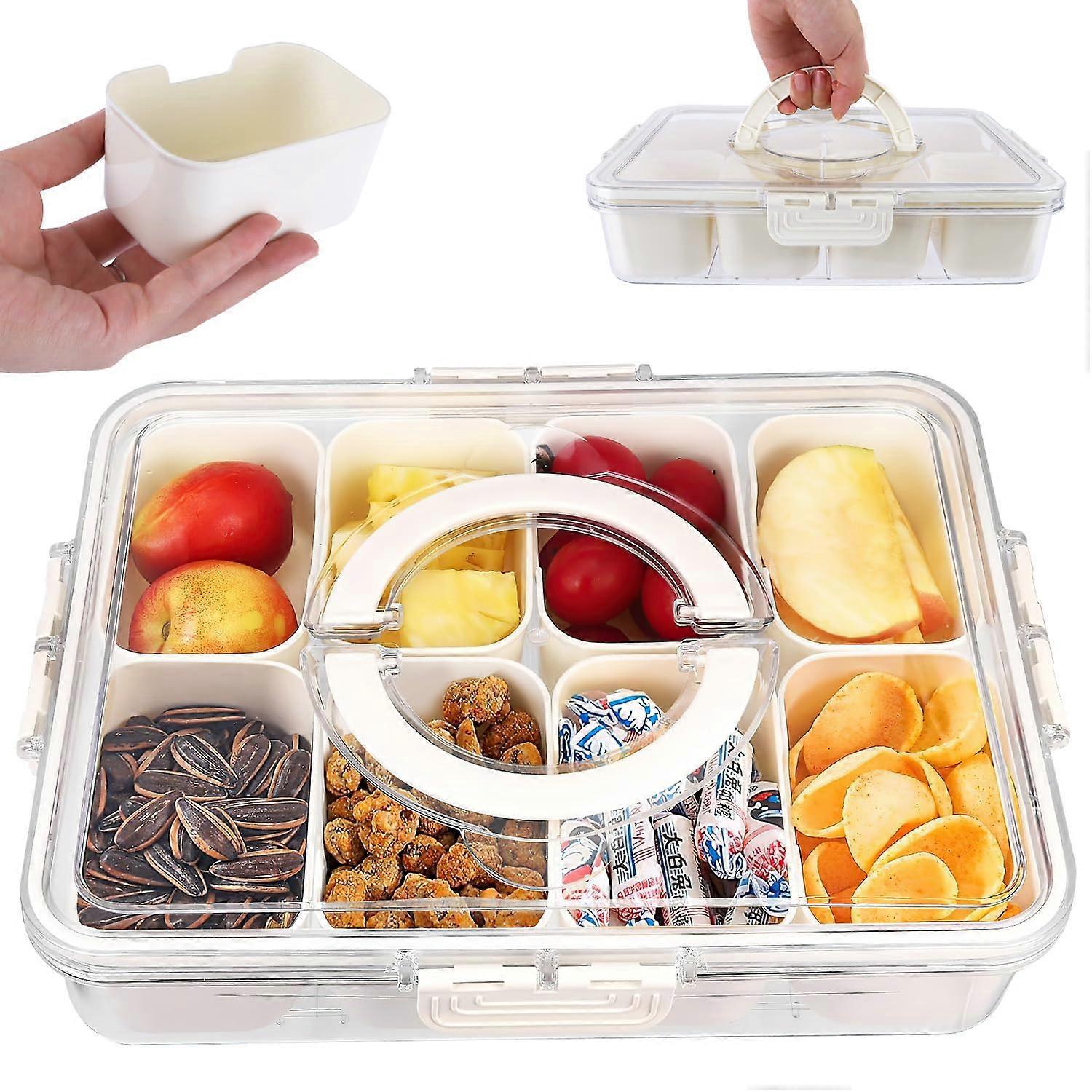 Snack Box with Compartments Plate Bowl for Veggie Fruits Nuts Biscuit