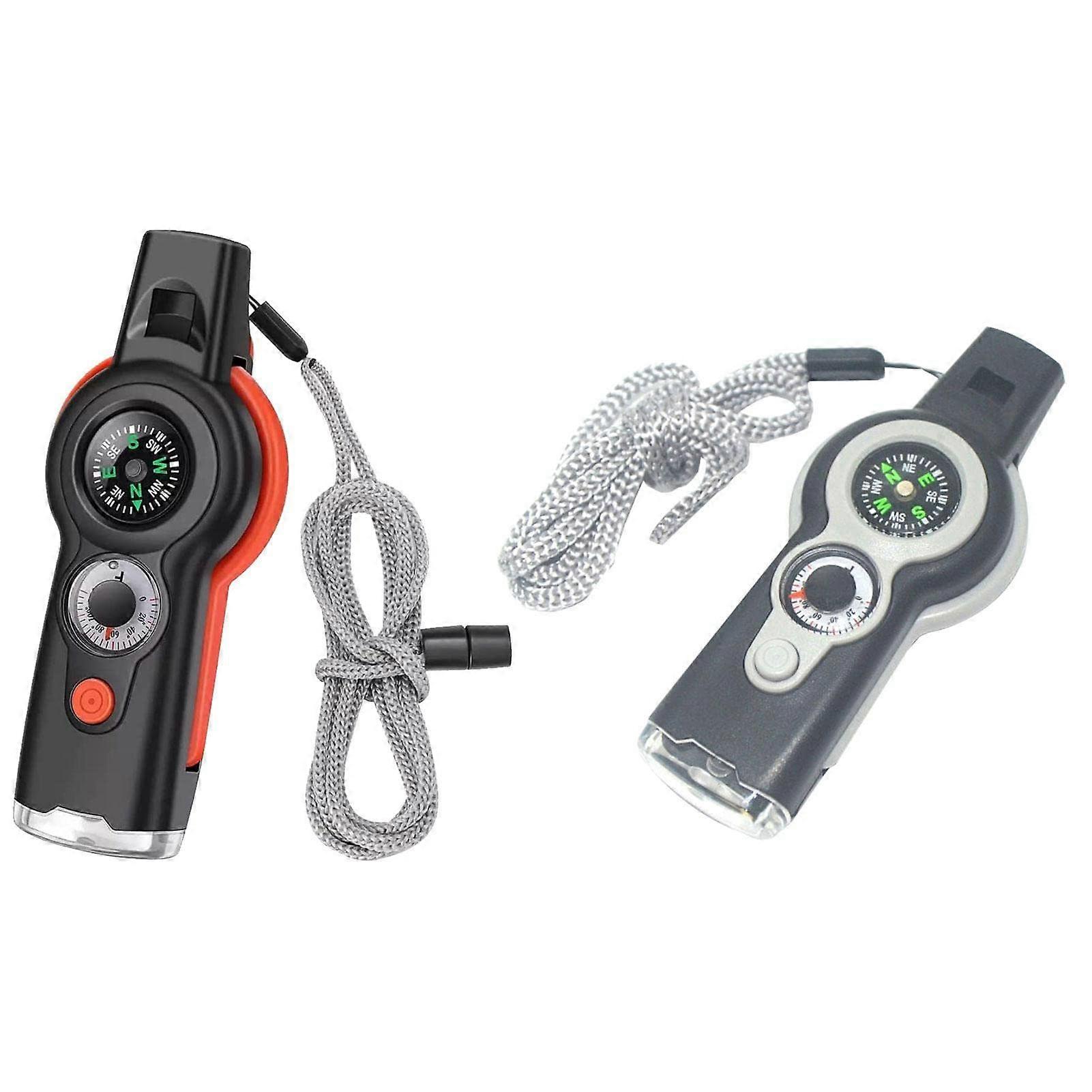 Survival Whistle, Compass/Thermometer/LED Torch with Lanyard Safety Kit