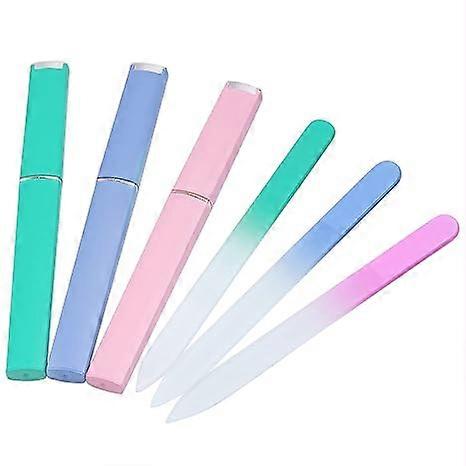 Glass Nail File 3 Pack,Nail File,Glass Nail File with Case,Fingernail Files for Natural Nail Double Sided Etched Glass Filer Professional Manicure Na