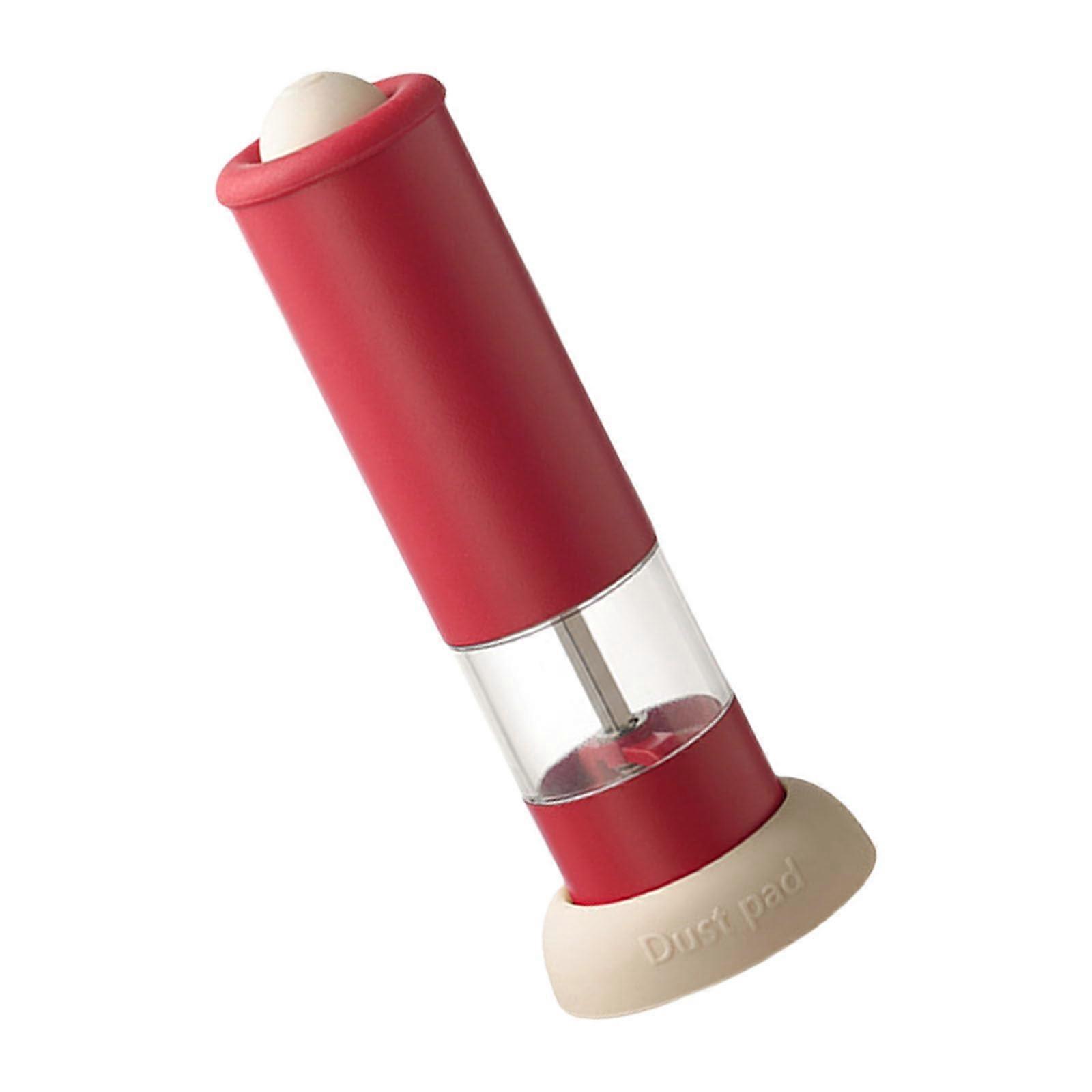 Electric Pepper Mill Salt Mill with Adjustable Coarseness and Transparent Window, Red Color, Ideal for Restaurant Use