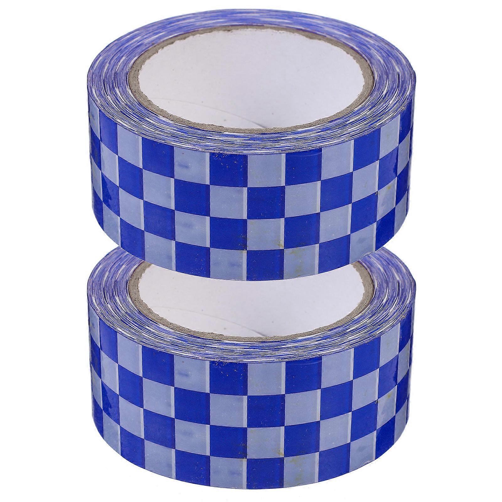 Packaging Tape Duct Tape General Users Checkered Packing Tape Blue and White Checkerboard 10000.00X4.70X0.01CM Package Sealing 2 Rolls