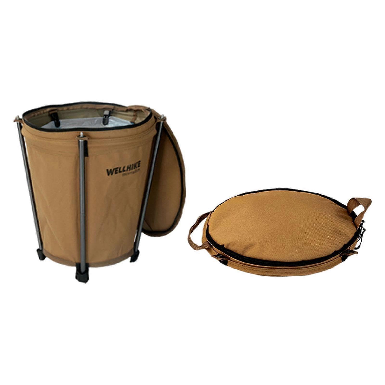 Camping trash can outdoor trash can multipurpose recycling bin fold downward table, khaki Ref: 9803