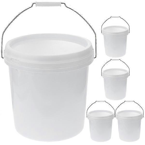 5pcs Plastic Bucket With Handle Water Bucket Portable Lidded Bucket Wash Bucket for Farm 2L