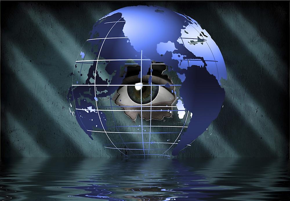 Eye peers through Earth. Poster