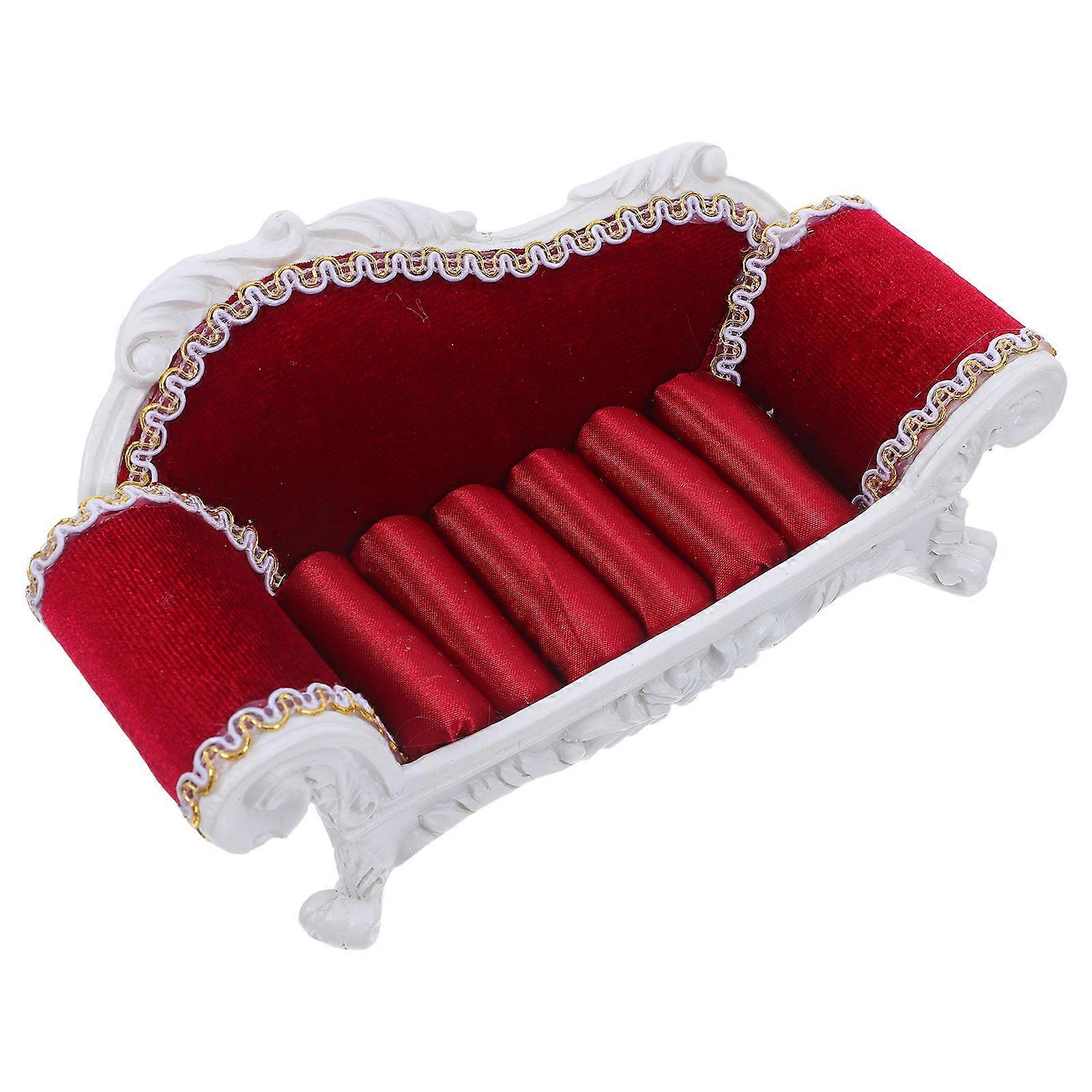 Creative Sofa-Shaped Jewelry Display Stand For Home Use Red 16.5X7.5X7CM 1Pack