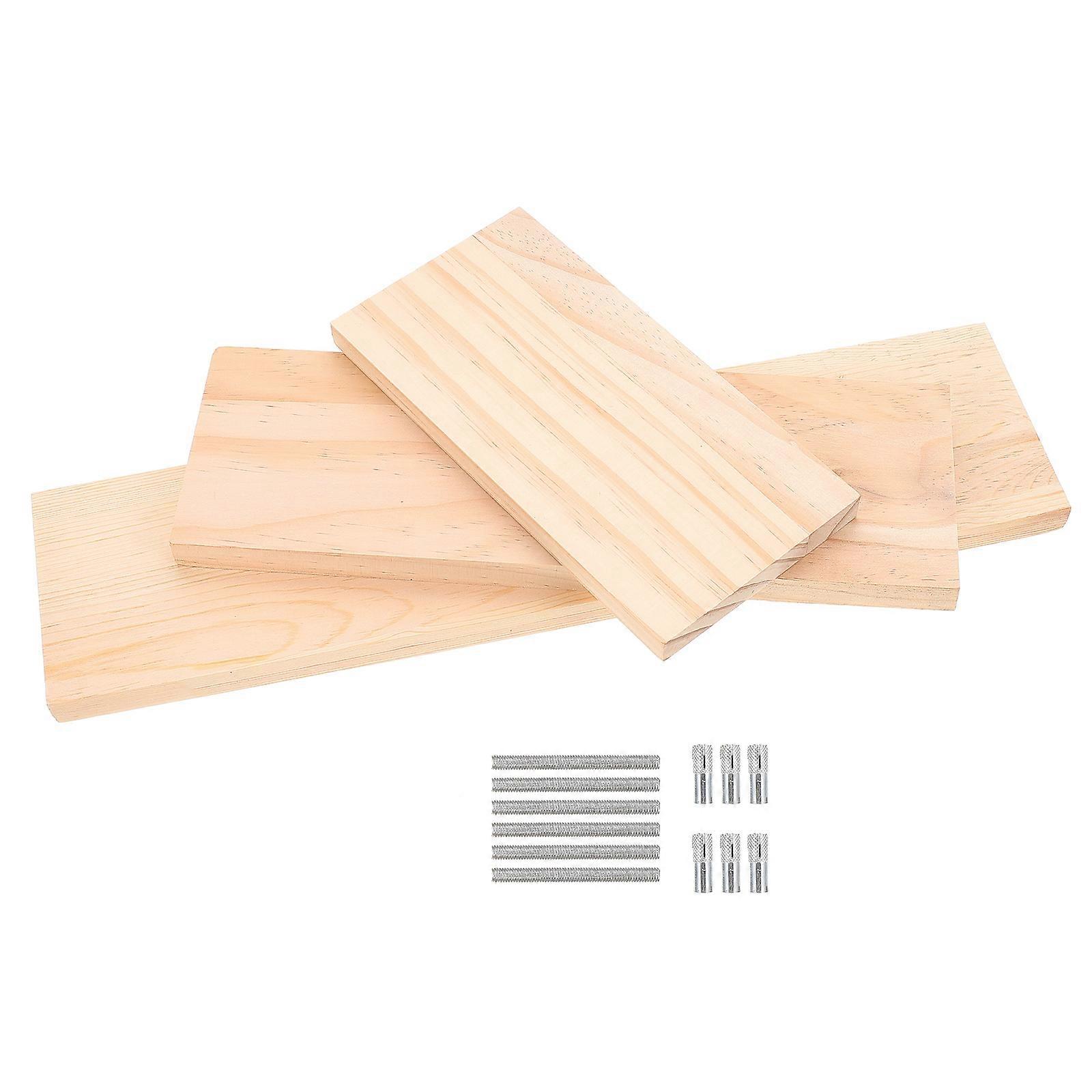 Wall Floating Shelf Kit Storage Display Organization Wooden Light Yellow 30X10X2CM 3 Sets